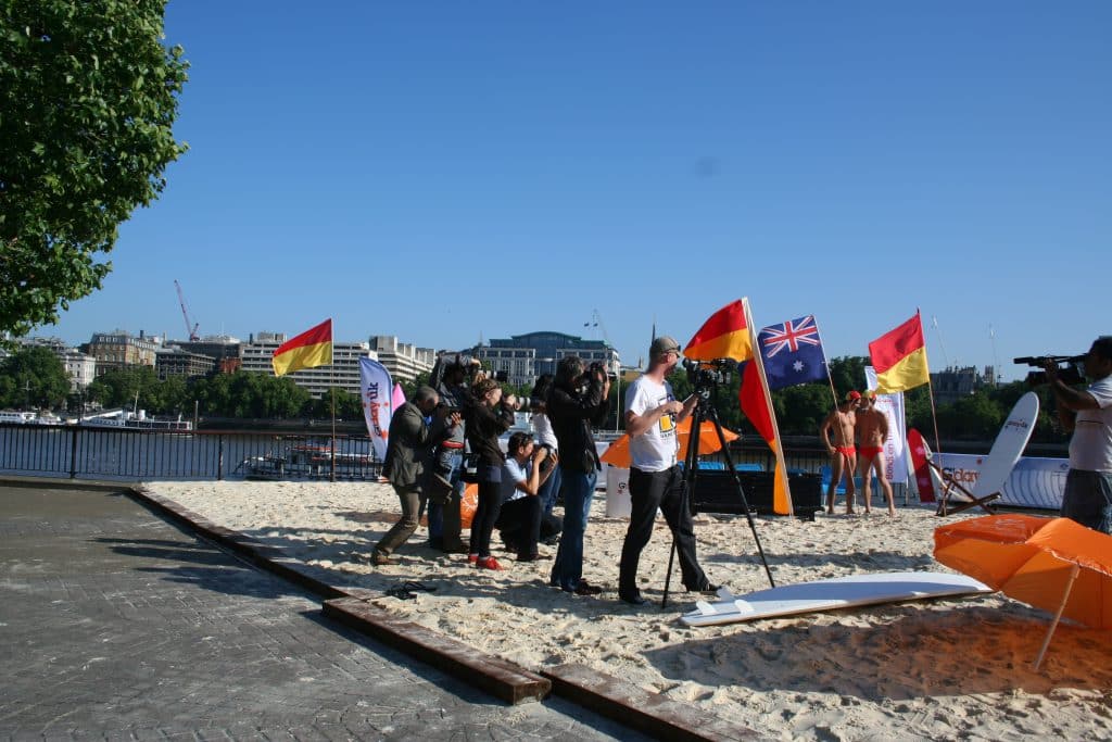 Photographers capturing an outdoor event.